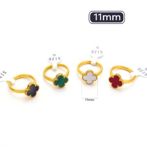 TC342a Nhẫn nữ titan hoa 4 cánh van cleef size 11mm
