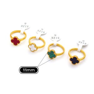 TC342b Nhẫn nữ titan hoa 4 cánh van cleef size 11mm