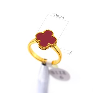 TC342c Nhẫn nữ titan hoa 4 cánh van cleef size 11mm