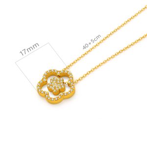 TN895a Dây chuyền nữ titan mặt hình hoa mai đính full kim
