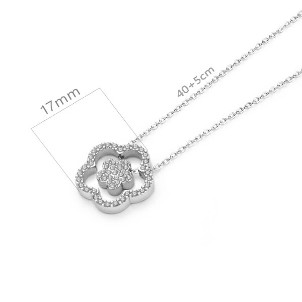 TN895b Dây chuyền nữ titan mặt hình hoa mai đính full kim