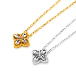 TN896c Dây chuyền nữ titan mặt hình hoa 4 cánh đính đá