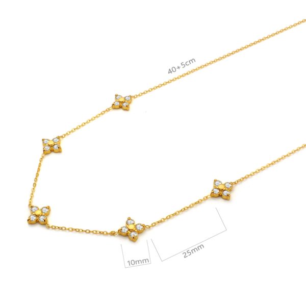TN897a Dây chuyền nữ titan 5 mặt hình hoa 4 cánh đính đá cách điệu