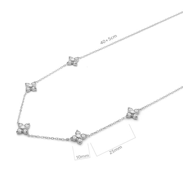 TN897b Dây chuyền nữ titan 5 mặt hình hoa 4 cánh đính đá cách điệu