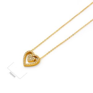 TN898a Dây chuyền nữ titan mặt hình trái tim đính full kim