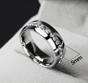 N066a Nhẫn Titan nữ 1 hàng xoàn bảng 5mm