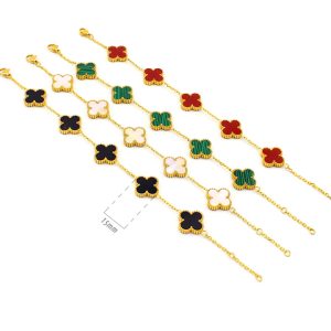 TA291k Lắc tay nữ titan van cleef LV 5 bông 15mm