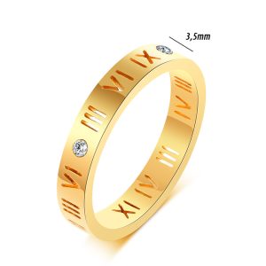 TC030h Nhẫn titan nữ số la mã đính đá cách điệu