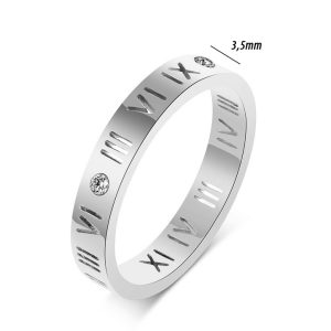 TC030k Nhẫn titan nữ số la mã đính đá cách điệu