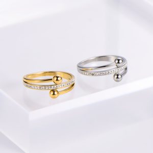 TC045e Nhẫn nữ titan thời trang chẻ nhanh 2 đầu bi