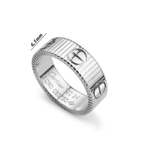 TC049b Nhẫn titan cartier sọc ngang màu thép