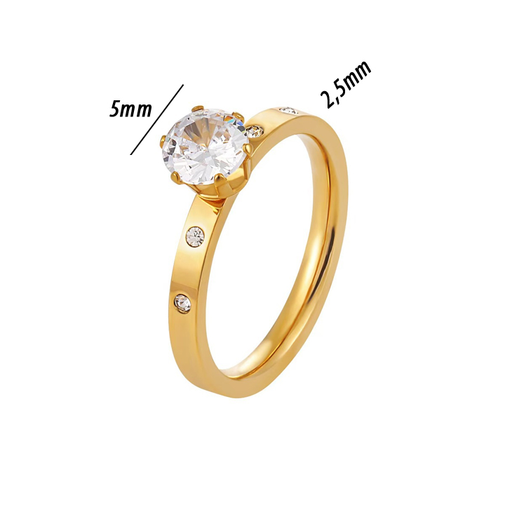 TC111c Nhẫn nữ titan 1 hột đá cao cách điệu 2 viên đá tấm mỗi bên