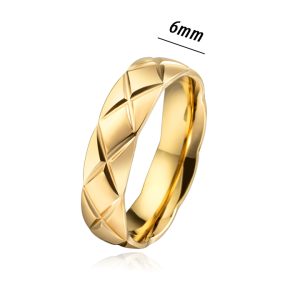 TC129b Nhẫn titan 6mm họa tiết cắt vát kim cương, quả trám