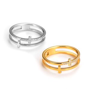 TC135c Nhẫn titan thanh giá đính kim tấm