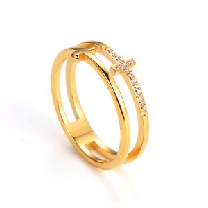 TC135x Nhẫn titan thanh giá đính kim tấm màu vàng