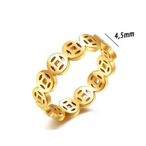 TC151h Nhẫn nữ titan họa tiết kim tiền tài lộc