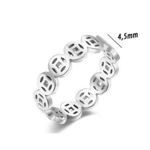 TC151j Nhẫn nữ titan họa tiết kim tiền tài lộc