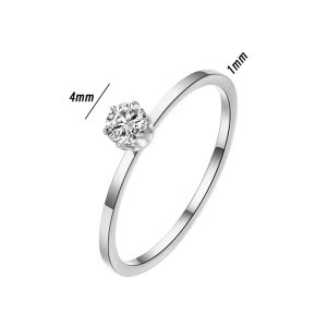 TC181k Nhẫn titan 1 hột đá cao bảng nhỏ màu thép