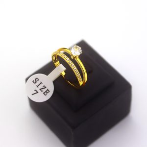 TC226e-Nhẫn nữ titan 1 hàng đá nhỏ và kết hợp 1 hột cao