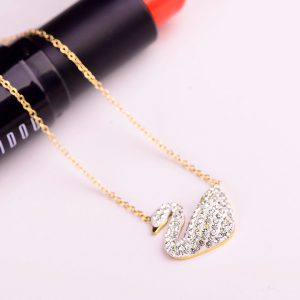 TN110b Dây chuyền titan thiên nga màu trắng