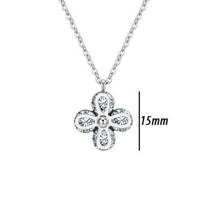 TN132a Dây chuyền titan hoa 4 cánh kẹp hột đá