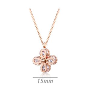 TN132c Dây chuyền titan hoa 4 cánh kẹp hột đá