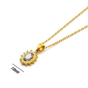 TN160a Dây chuyền nữ titan mặt hình ovan đính full kim