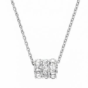 TN189b Dây chuyền titan ống tròn 3 hàng đá