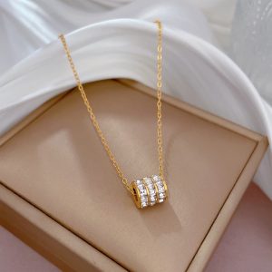 TN189e Dây chuyền titan ống tròn 3 hàng đá