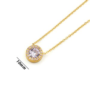 TN687e Dây chuyền nữ titan mặt tròn đính viên đá chủ 6ly