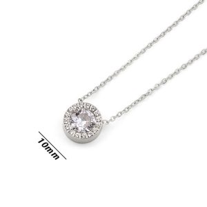 TN687f Dây chuyền nữ titan mặt tròn đính viên đá chủ 6ly