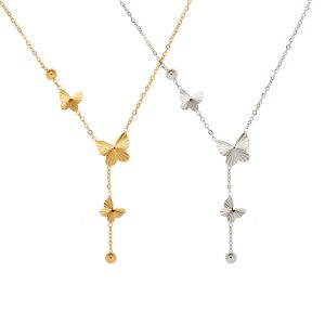 TN699l Dây chuyền nữ titan con bướm móc chạm máy cách điệu