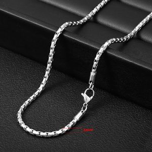 DN003b Dây chuyền nam titan 3mm kiểu bông dừa mắc dài