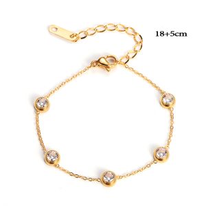 TA647a Lắc chân titan 5 viên đá cách điệu màu vàng