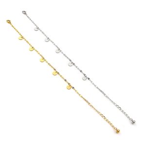 TA667a Lắc chân titan thời trang mặt tròn lucky cách điệu