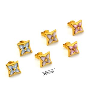 TB317d Bông tai nữ titan LV hình thoi