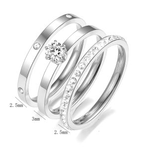 TC024c sét 3 chiếc nhẫn combo nhẫn nữ titan