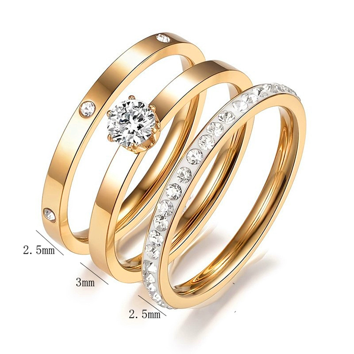 TC024d sét 3 chiếc nhẫn combo nhẫn nữ titan