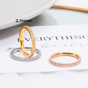 TC168a TC168 Nhẫn titan đính full kim cương bảng 2.5mm