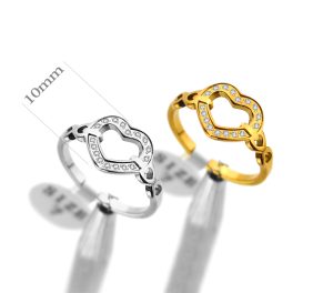 TC346c Nhẫn nữ titan trái tim đính full kim tấm