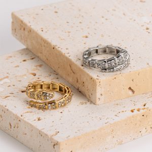 TC347e nhẫn titan con rắn full kim