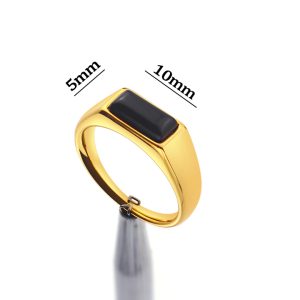 TC348a Nhẫn titan hột đá màu đen