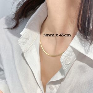 TN197b Dây chuyền titan mì dẹp 3mm dài 45cm