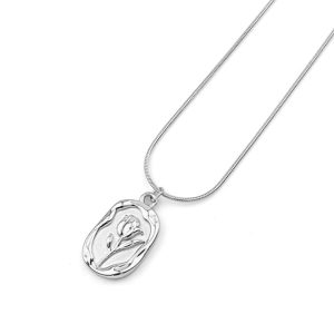 TN218h Dây chuyền nữ titan mặt hình hoa hồng màu trắng