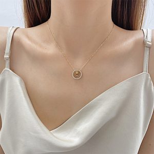 TN356g Dây chuyền titan 2 nhẫn lồng đính đá