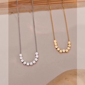 TN406b Dây chuyền mì titan xỏ 10 hạt vuông