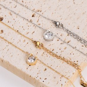 TN665g Dây chuyền nữ titan mặt hình móng ngựa đính full kim