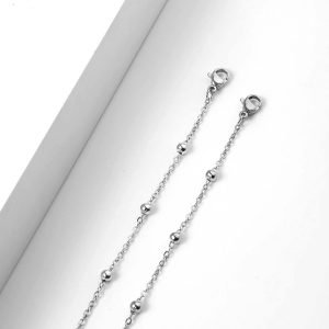 D006c Dây chuyền chữ cong titan trơn không mặt gắn bi cách điệu