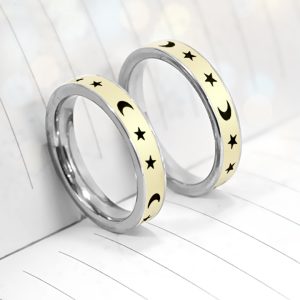 NC014a Nhẫn inox cặp đôi trăng sao