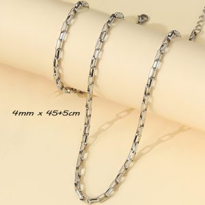 TN522c Dây chuyền titan ô chữ nhật bo cạnh